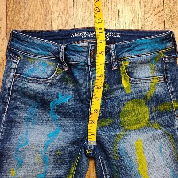 American Eagle Outfitters Super Stretch Jeggings Size 4 Graphic Art Design - Picture 10 of 16